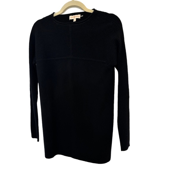 Tory Burch Black Ribbed Cashmere Pullover Sweater Size Small - Picture 2 of 4
